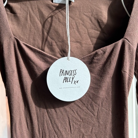 NEW princess polly long sleeve NOLAN MINI DRESS BROWN - Picture 9 of 10